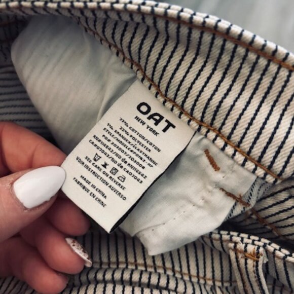 OAT New York Mid Rise Straight Striped Jeans - size 2/26 - Picture 7 of 8